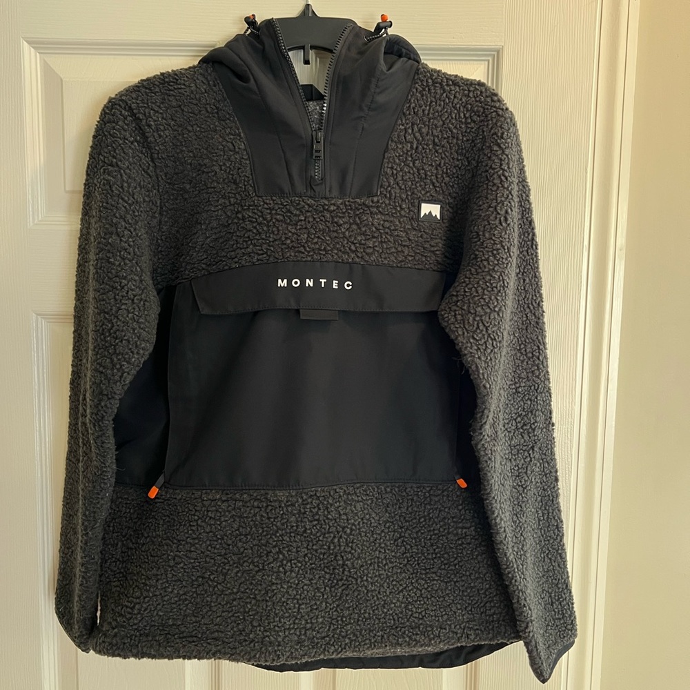 Black Teddy Jacket with High Collar and Textured Fleece